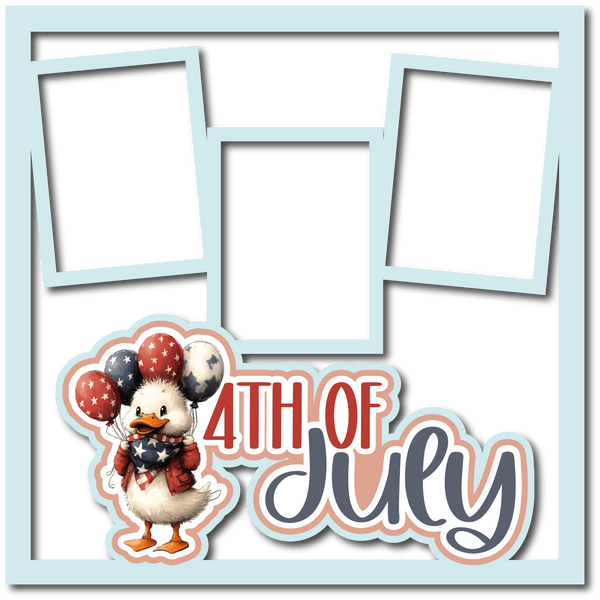4th of July - 3 Frames - Scrapbook Page Layered Overlay Kit