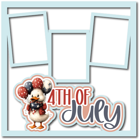 4th of July - 3 Frames - Scrapbook Page Layered Overlay Kit