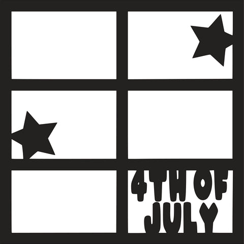 4th of July - 6 Frames - Scrapbook Page Overlay Die Cut