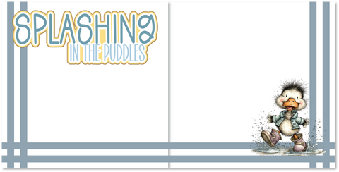 Splashing in the Puddles - Printed Premade Scrapbook (2) Page 12x12 Layout
