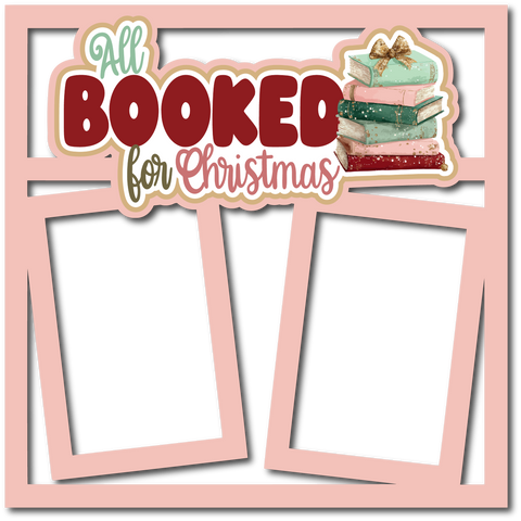 All Booked for Christmas - 2 Frames - Scrapbook Page Layered Overlay Kit