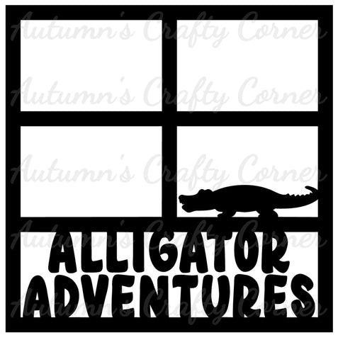 Alligator Adventures - 4 Frames - Scrapbook Page Overlay