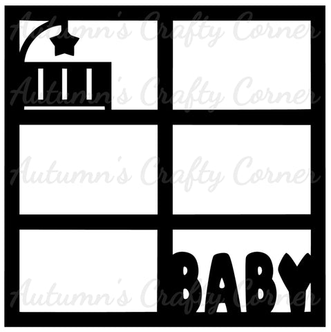 Baby Crib - 6 Frames - Scrapbook Page Overlay