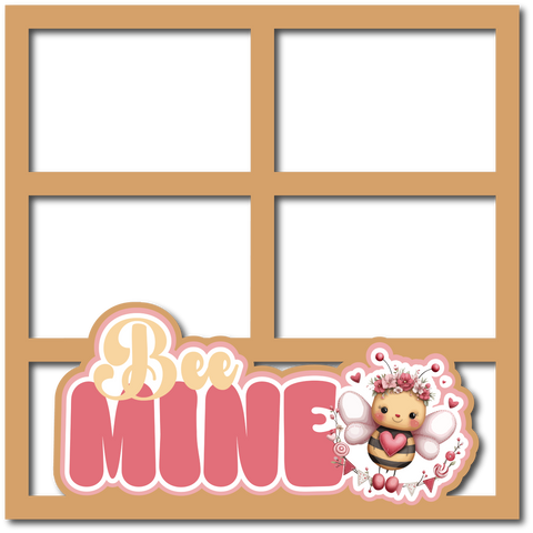 Bee Mine - 4 Frames - Scrapbook Page Layered Overlay Kit