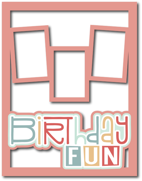 Birthday Fun - 3 Frames - Scrapbook Page Layered Overlay Kit - 8.5 x 11