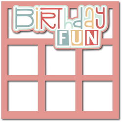 Birthday Fun - 6 Square Frames - Scrapbook Page Layered Overlay Kit