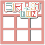 Birthday Fun - 6 Square Frames - Scrapbook Page Layered Overlay Kit