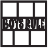 Boys Rule - 6 Square Frames - Scrapbook Page Overlay - Choose a Color