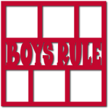 Boys Rule - 6 Square Frames - Scrapbook Page Overlay - Choose a Color