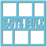 Boys Rule - 6 Square Frames - Scrapbook Page Overlay - Choose a Color
