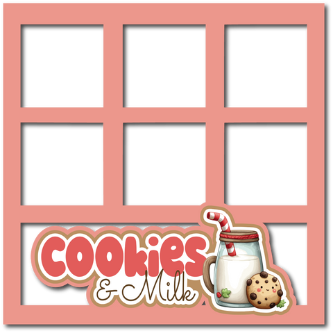 Cookies & Milk - 6 Square Frames - Scrapbook Page Layered Overlay Kit