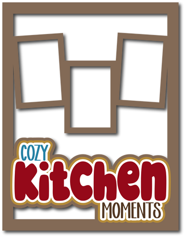 Cozy Kitchen Moments - 3 Frames - Scrapbook Page Layered Overlay Kit - 8.5 x 11