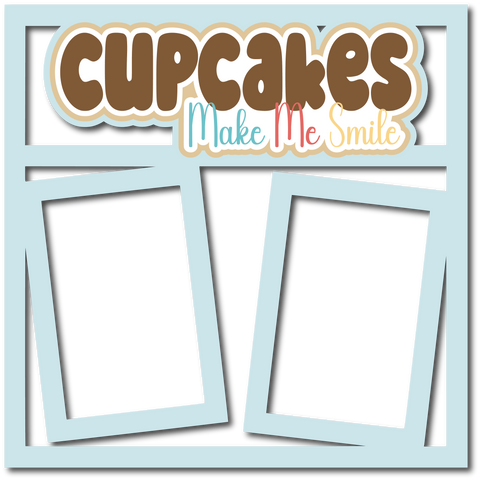 Cupcakes Make Me Smile - 2 Frames - Scrapbook Page Layered Overlay Kit