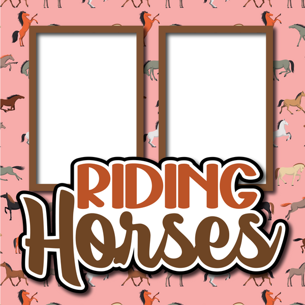 Riding Horses - Digital Premade Scrapbook Page - INSTANT DOWNLOAD