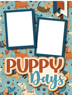 Puppy Days - Digital Premade Scrapbook - 8.5 x 11  - Page - INSTANT DOWNLOAD