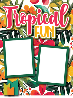 Tropical Fun - Digital Premade Scrapbook - 8.5 x 11  - Page - INSTANT DOWNLOAD