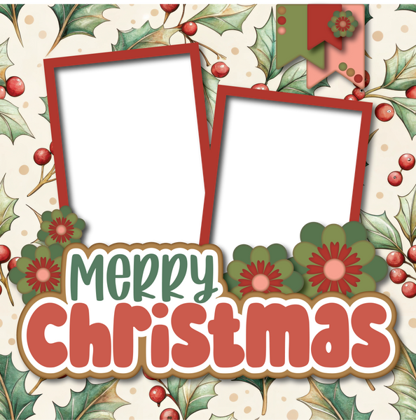 Merry Christmas - Digital Premade Scrapbook Page - INSTANT DOWNLOAD