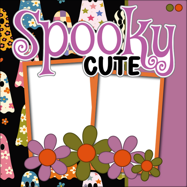 Spooky Cute - Digital Premade Scrapbook Page Template - INSTANT DOWNLOAD