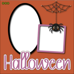 Halloween - Digital Premade Scrapbook Page Template - INSTANT DOWNLOAD