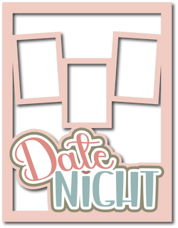 Date Night - 3 Frames - Scrapbook Page Layered Overlay Kit - 8.5 x 11
