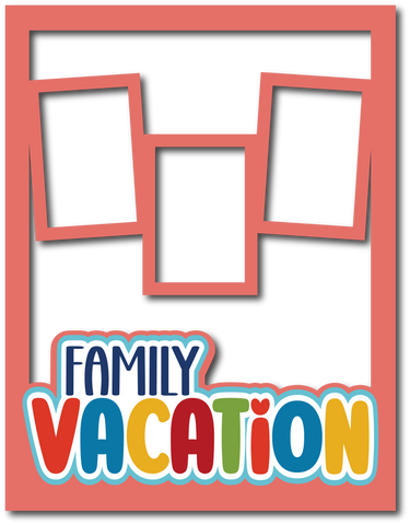 Family Vacation - 3 Frames - Scrapbook Page Layered Overlay Kit - 8.5 x 11