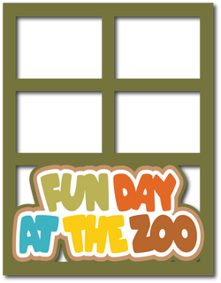 Fun Day at the Zoo - 4 Frames - Scrapbook Page Layered Overlay Kit - 8.5 x 11