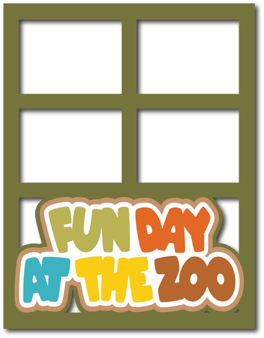 Fun Day at the Zoo - 4 Frames - Scrapbook Page Layered Overlay Kit - 8.5 x 11