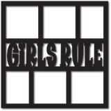 Girls Rule - 6 Square Frames - Scrapbook Page Overlay - Choose a Color