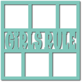 Girls Rule - 6 Square Frames - Scrapbook Page Overlay - Choose a Color