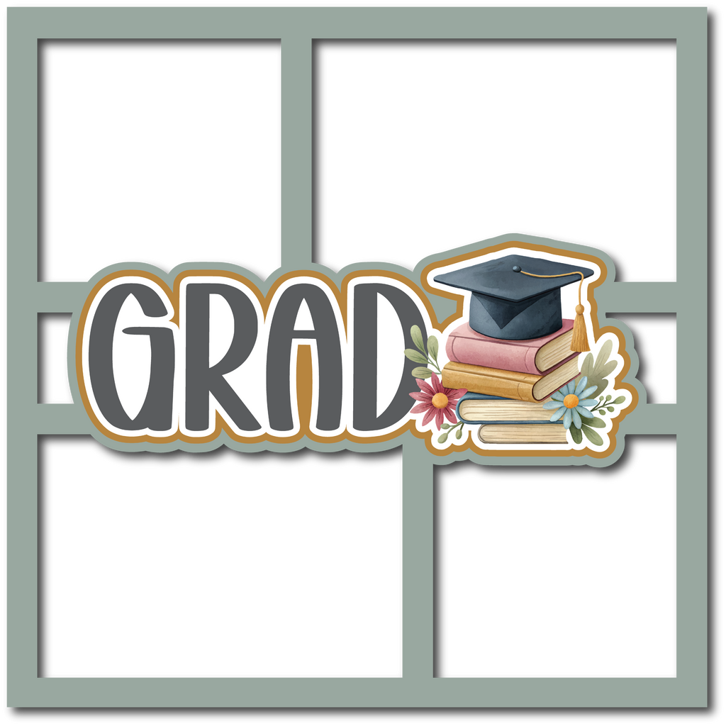 Grad - Graduation - 4 Frames - Scrapbook Page Layered Overlay Kit ...