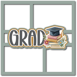 Grad - Graduation - 4 Frames - Scrapbook Page Layered Overlay Kit