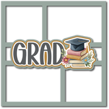 Grad - Graduation - 4 Frames - Scrapbook Page Layered Overlay Kit