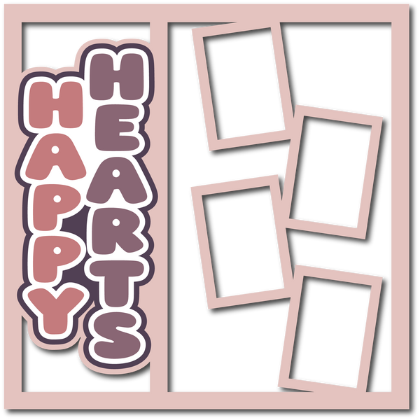 Happy Hearts - 4 Frames - Scrapbook Page Layered Overlay Kit
