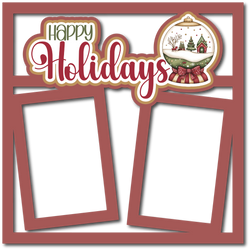 Happy Holidays - 2 Frames - Scrapbook Page Layered Overlay Kit