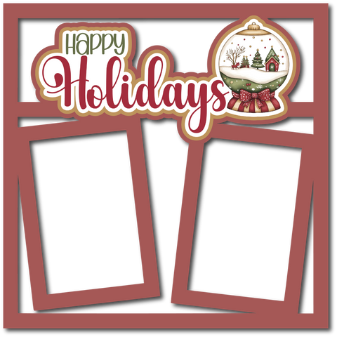 Happy Holidays - 2 Frames - Scrapbook Page Layered Overlay Kit