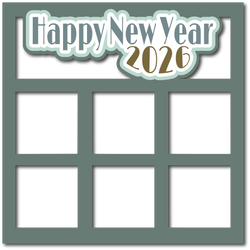 Happy New Year 2026 - 6 Squares - Scrapbook Page Layered Overlay Kit