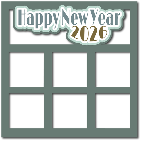 Happy New Year 2026 - 6 Squares - Scrapbook Page Layered Overlay Kit