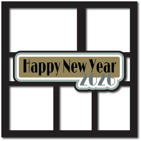 Happy New Year 2026 - 5 Frames - Scrapbook Page Layered Overlay Kit