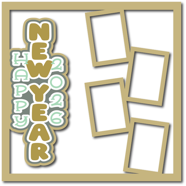 Happy New Year 2026 - 4 Frames - Scrapbook Page Layered Overlay Kit