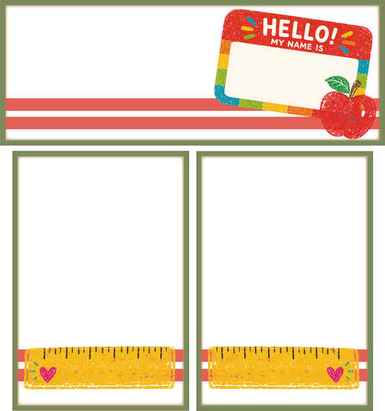 Hello - School Rulers - Back to School - Scrapbook Page Photo Mat Set
