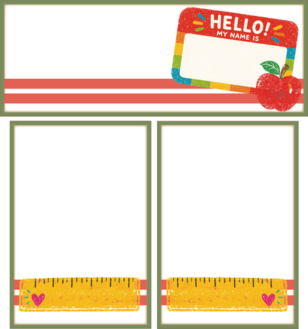 Hello - School Rulers - Back to School - Scrapbook Page Photo Mat Set