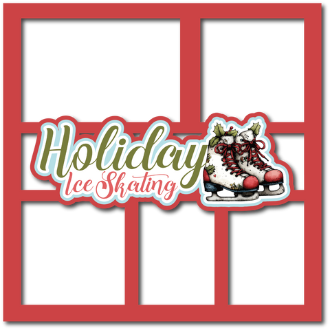Holiday Ice Skating - 5 Frames - Scrapbook Page Layered Overlay Kit
