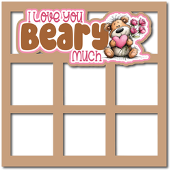 I Love You Beary Much - 6 Square Frames - Scrapbook Page Layered Overlay Kit