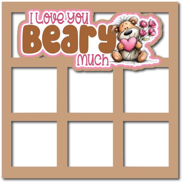 I Love You Beary Much - 6 Square Frames - Scrapbook Page Layered Overlay Kit