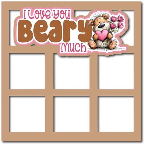 I Love You Beary Much - 6 Square Frames - Scrapbook Page Layered Overlay Kit