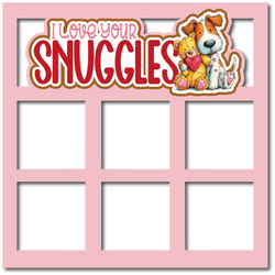 I Love Your Snuggles - 6 Square Frames - Scrapbook Page Layered Overlay Kit