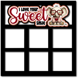 I Love Your Sweet Smile - 6 Square Frames - Scrapbook Page Layered Overlay Kit
