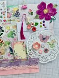 Happiness Blooms from Within - Purples - Pinks - Junk Journal or Scrapbook Kit  - Only 2 Available