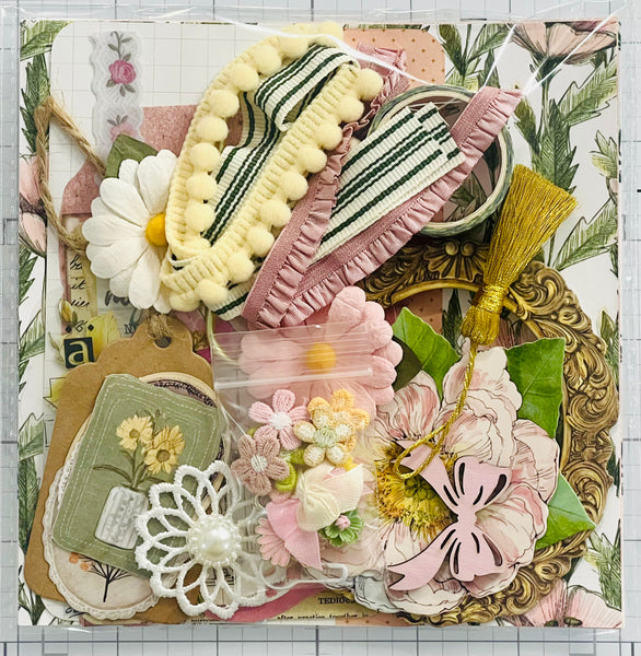 My Favorites - Pink - Yellow - Green - Florals - Junk Journal or Scrapbook Kit  - Only 2 Available