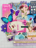 Brights - Pinks - Blues- Purples  - Junk Journal or Scrapbook Kit  - Only 1 Available